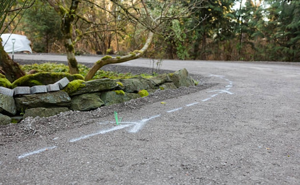 Residential driveway graded and ready for paving work
