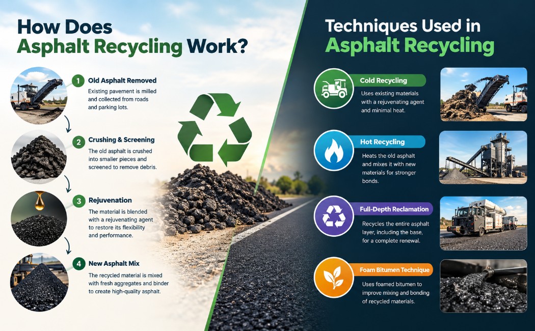 Asphalt paving recycling experts providing professional road recycling services
