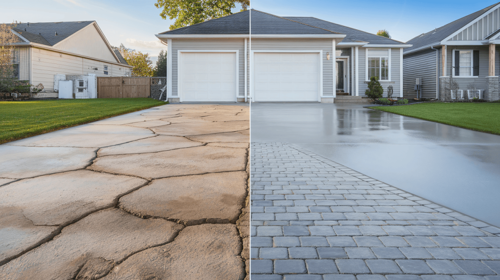 Concrete Driveway Resurfacing transforms a cracked, worn driveway into a smooth, stylish, and durable surface that boosts curb appeal.